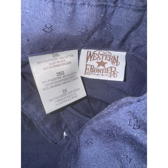 Western Frontier Navy Short Sleeve Button-Up Shirt 2XL Cotton Blend - Picture 2 of 6